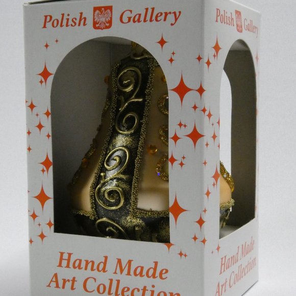 CHRISTMAS BELL Ornament 4-Inch Hand Made And Decorated Glass GOLD - Picture 6 of 7